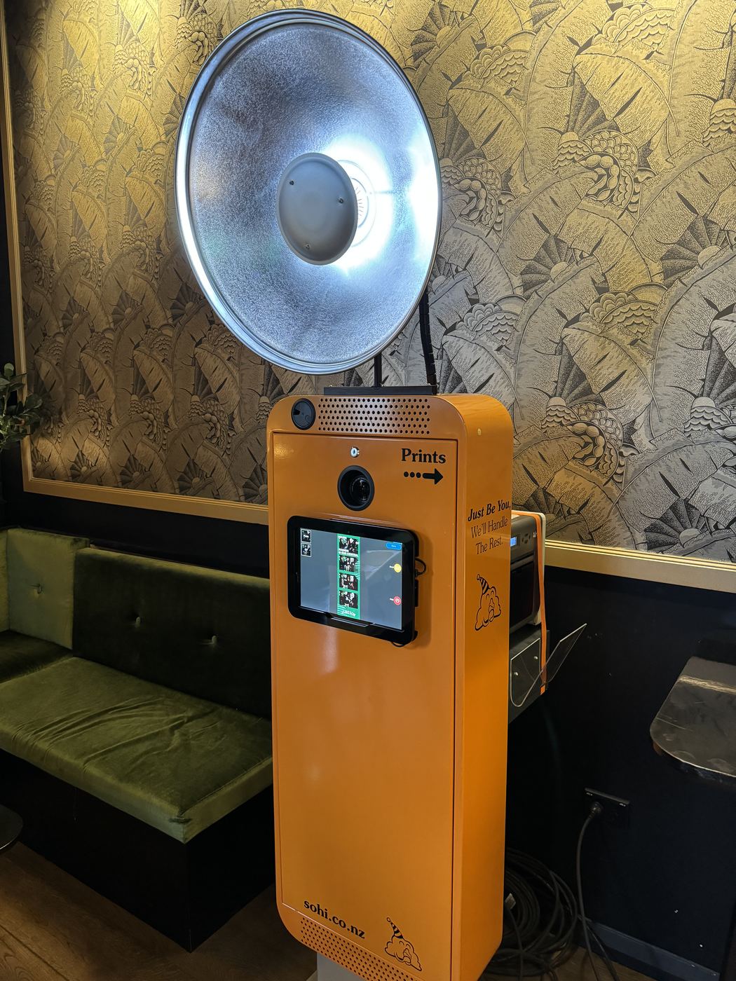 The booth set up at a venue
